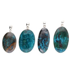 Pendentif chrysocolle ovale aléatoire en argent 925