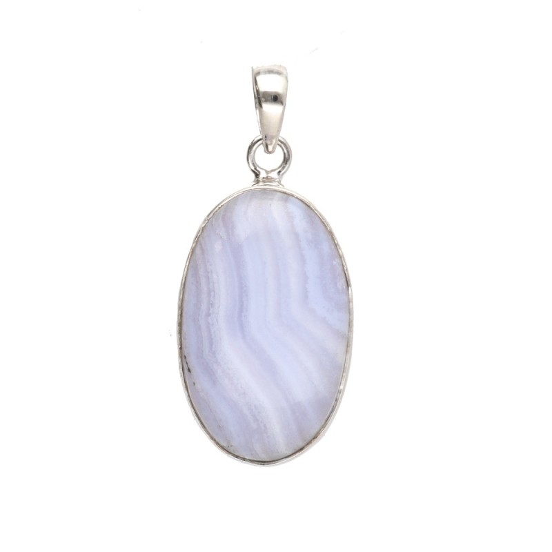 Pendente Ovale di Calcedonio Casuale in Argento Sterling 925
