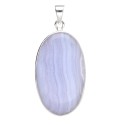 Grand pendentif ovale en calcédoine en argent 925