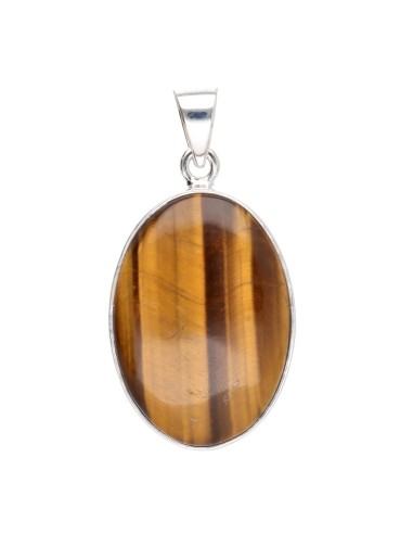 Random Tiger Eye Oval Pendant in 925...