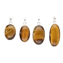 Random Tiger Eye Oval Pendant in 925 Sterling Silver