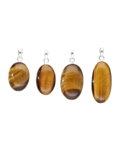 Random Tiger Eye Oval Pendant in 925...