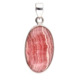 Pendente Ovale di Rodocrosite Casuale in Argento Sterling 925