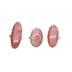 Anel oval de rodocrosite em liga de prata esterlina 925