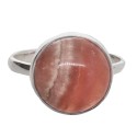 Anillo Circular de Rodocrosita Aleatorio en Plata de Ley 925