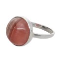 Anillo Circular de Rodocrosita Aleatorio en Plata de Ley 925
