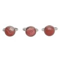 Anello Cerchio di Rodocrosite Casuale in Argento Sterling 925