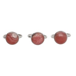 Anello Cerchio di Rodocrosite Casuale in Argento Sterling 925
