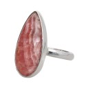 Random Rhodochrosite Drop Ring in 925 Sterling Silver