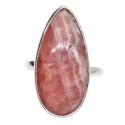 Random Rhodochrosite Drop Ring in 925 Sterling Silver