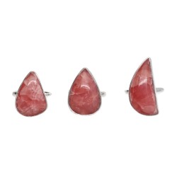 Random Rhodochrosite Drop Ring in 925 Sterling Silver
