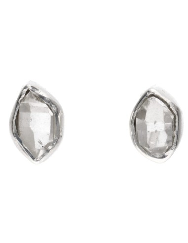 Herkimer Button Earrings in Sterling...