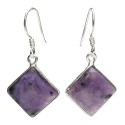 Pendientes Cubo de Charoita en Plata de Ley 925
