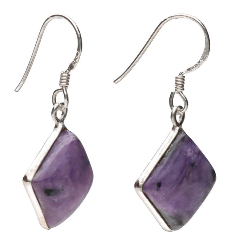 Orecchini Cubo di Charoit in Argento Sterling 925
