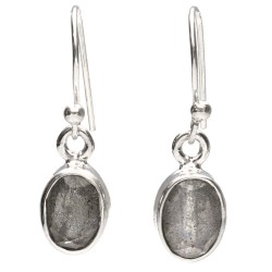 Pendientes Ovalados de Labradorita Facetda en Plata de Ley 925