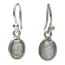 Orecchini Ovali Piccoli in Labradorite Faccettata in Argento 925