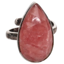 Anello Goccia di Rodocrosite Regolabile in Argento Sterling 925