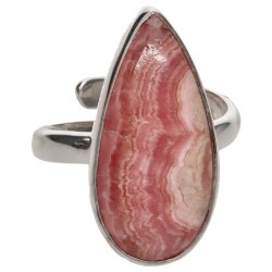 Anello Goccia di Rodocrosite Regolabile in Argento Sterling 925