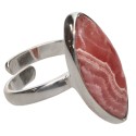 Anello Occhio di Rodocrosite Regolabile in Argento Sterling 925