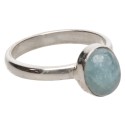Anillo Óvalo de Aguamarina Aleatorio en Plata de Ley 925