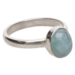 Anello Ovale di Acquamarina Casuale in Argento Sterling 925