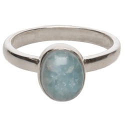 Anello Ovale di Acquamarina Casuale in Argento Sterling 925