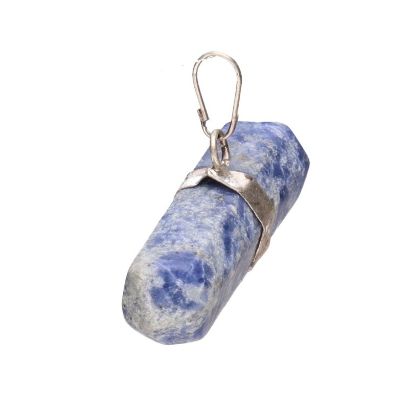 Pendente Biterminato Orizzontale in Sodalite con Chakra in Bagno d'Argento
