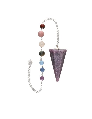Pendule de chakra en lépidolite à...