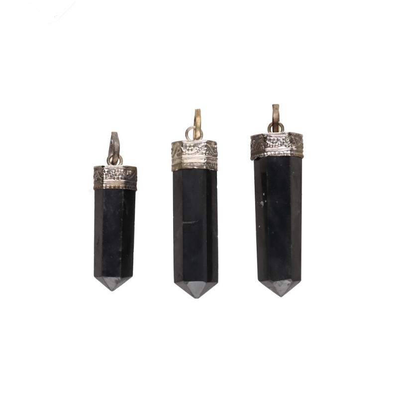 Pendente Punta di Shungite in Bagno d'Argento