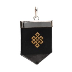 Ciondolo in Shungite Nodo Infinito con Bagno d'Argento