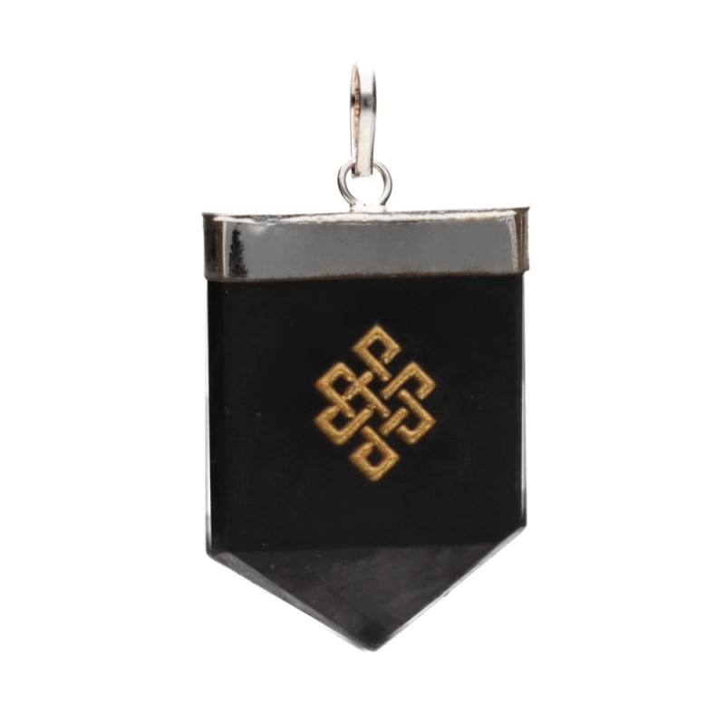 Ciondolo in Shungite Nodo Infinito con Bagno d'Argento