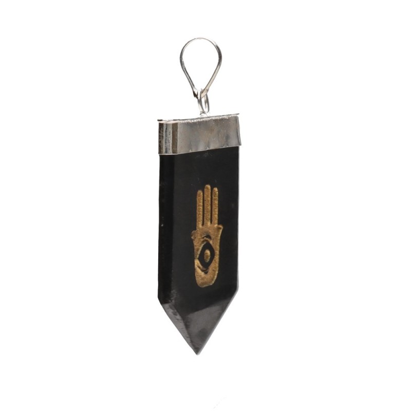 Ciondolo in Shungite Mano Hopi con Bagno d'Argento