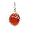 Carnelian Pendant with Spiral in Silver Plating