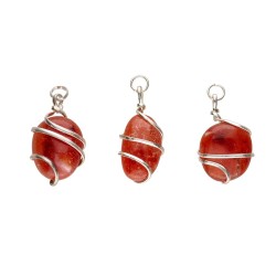 Carnelian Pendant with Spiral in Silver Plating