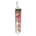Pink Opal Point with Silver Plated Resin Pendant