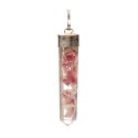 Pendentif en résine plaquée argent avec pointe d'opale rose