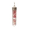Pendentif en résine plaquée argent avec pointe d'opale rose