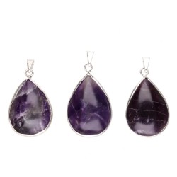 Silver Plated Amethyst Drop Pendant