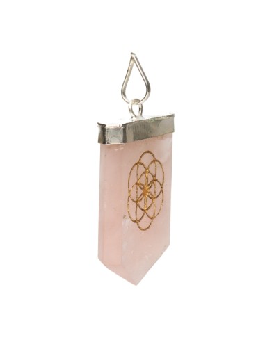 Pendentif graine de quartz rose