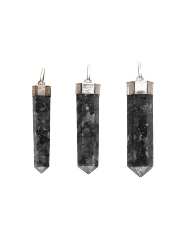 Silver Plated Larvikite Tip Pendant