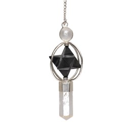 Péndulo de Cuarzo con Merkaba de Shungit (GEN6)