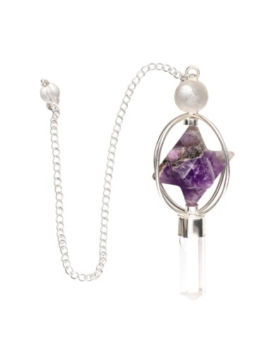 Quartz Pendulum with Amethyst Merkaba