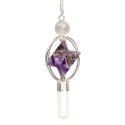 Pendule en quartz avec Merkaba en améthyste