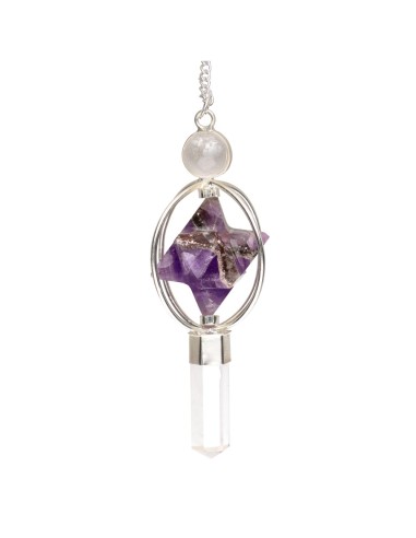 Quartz Pendulum with Amethyst Merkaba