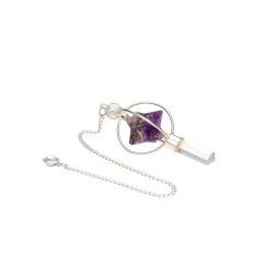 Pêndulo de Quartzo com Merkaba de Ametista