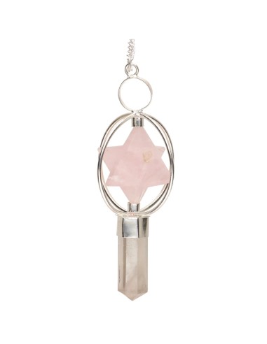 Quartz Pendulum with Rose Quartz Merkaba