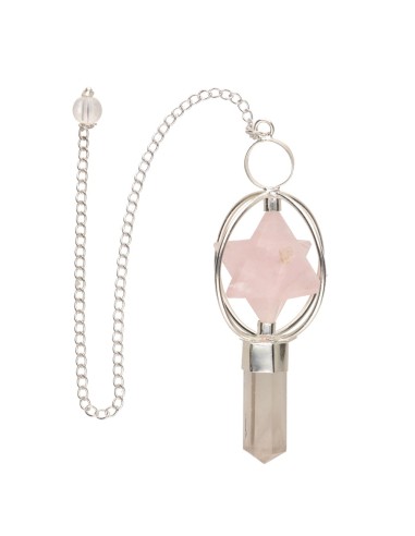 Quartz Pendulum with Rose Quartz Merkaba