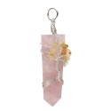 Rose Quartz Flat Point Pendant with Silver Plated Opal
