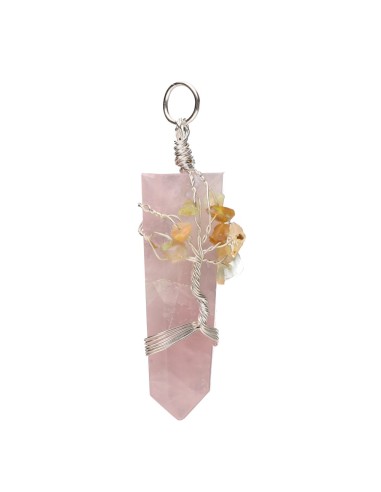 Pendentif en Quartz Rose Plaqué...