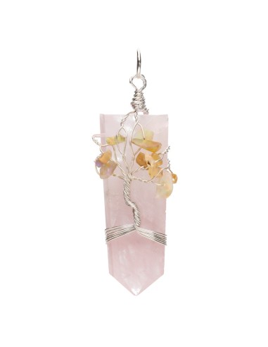 Pendentif en Quartz Rose Plaqué...